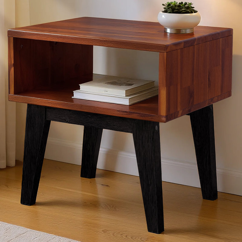 Jhasir Solid Wood Nightstand, Americano