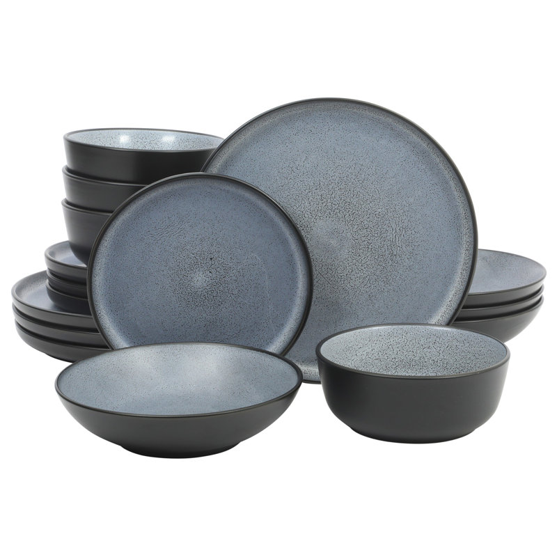 Gibson Elite Tribeca Loft 16-Piece Dinnerware Set- Modern Rustic - Service for 4 , Blue