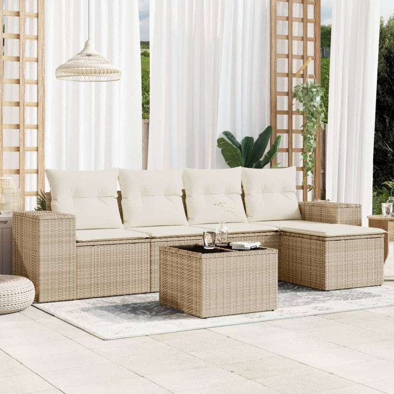 Vidaxl Garden Sofa Set , Cream White, Beige