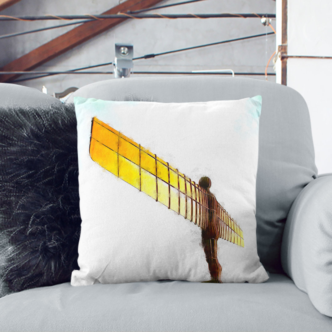 Angel of the North in Gateshead Painting Cushion with Filling