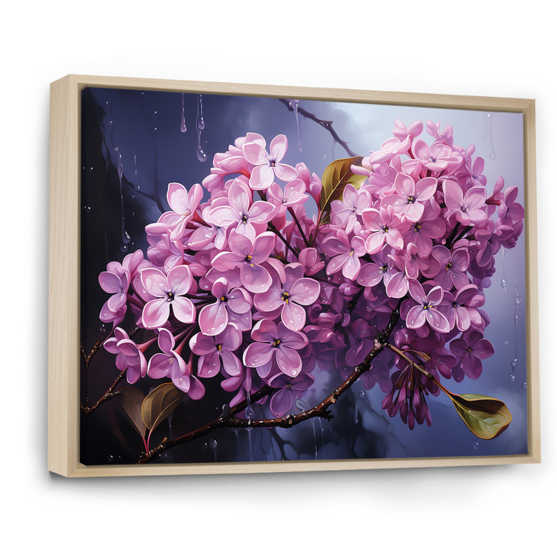 Lilas beauté dévoilé sur toile, Cadre naturel flottant, H 24 po x l 32 po x P 1 po