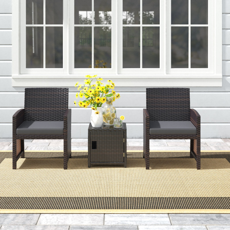 Analicia 2 - Person Patio Conversation Set with Cushions, Gray