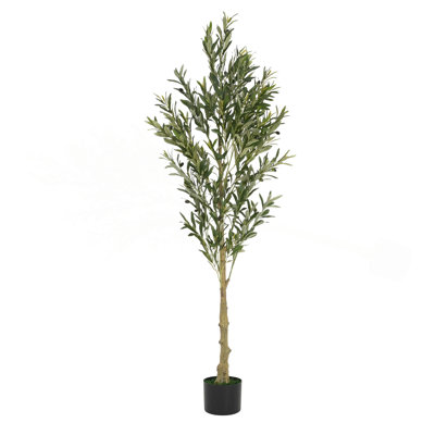Olive artificielle avec pot en plastique noir