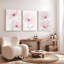 «Pink Floral Watercolor», ensemble de 3 reproductions botaniques sur toile-321470062