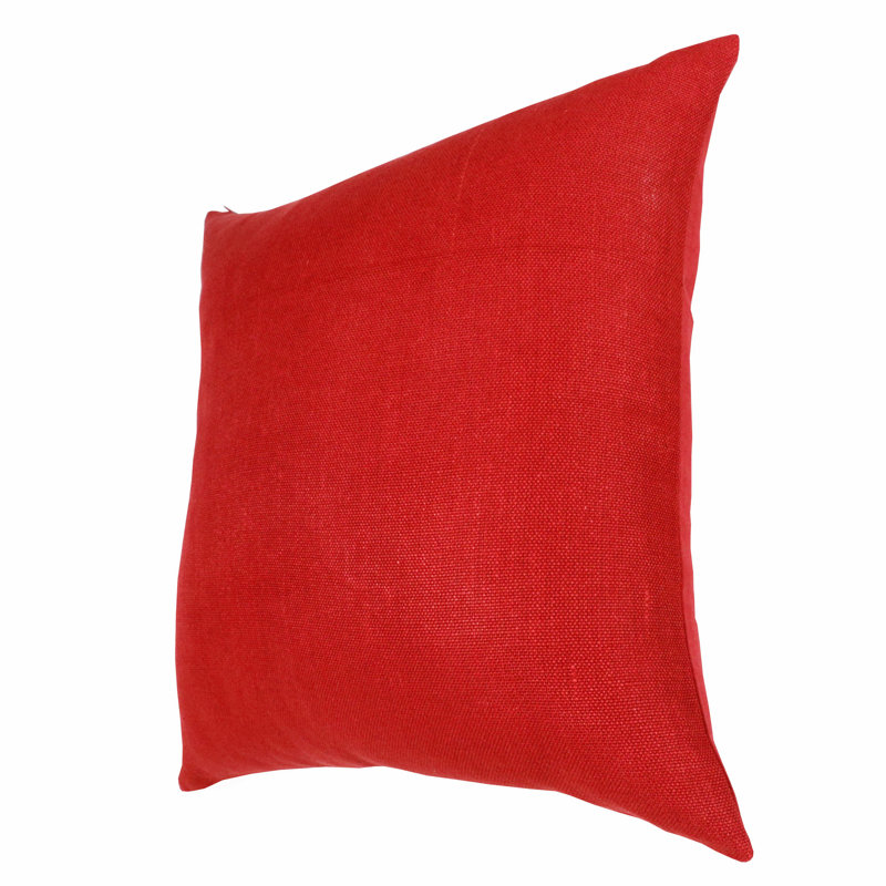 Housse et insert de coussin carré en lin, Rouge, Housse de coussin seulement - sans coussin