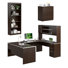 65-inch U Shaped Desk with Hutch, File Cabinet, and Bookcase in White Chocolate
