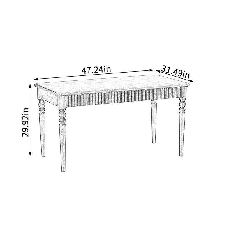 Walnut Solid Wood Dining Table, 31.49" W x 47.24" L