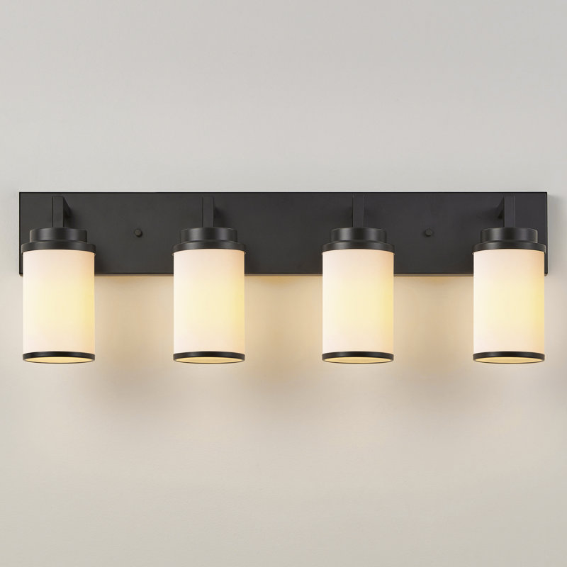 Éclairage de meuble-lavabo transitionnel à intensité variable, Noir mat, 4 lumières