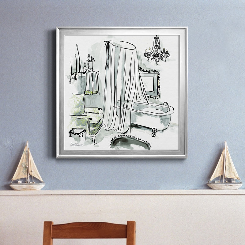 «Opulent Bath I», reproduction d'art sur toile, Toile avec cadre argenté, H 22,5 po x l 22,5 po x P 1,5 po