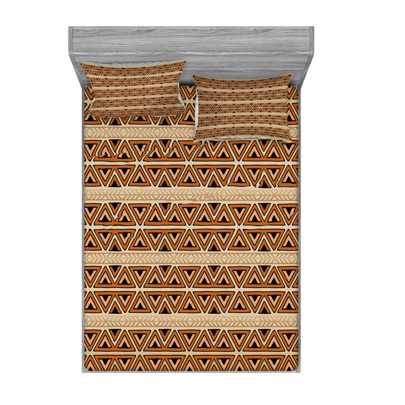 Microfiber Abstract Sheet Set, Full/Double Sheet Set with Fitted Sheet