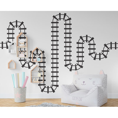 Train Tracks Wall Decal Railroad Vinyl Sticker Track Train Wall Decor Kids Playroom Boys Room Wall Art Bedroom Mural Sticker 423RS