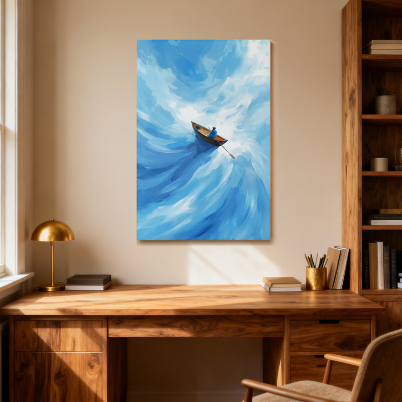 Art sur toile bleu, H 18 po x l 12 po
