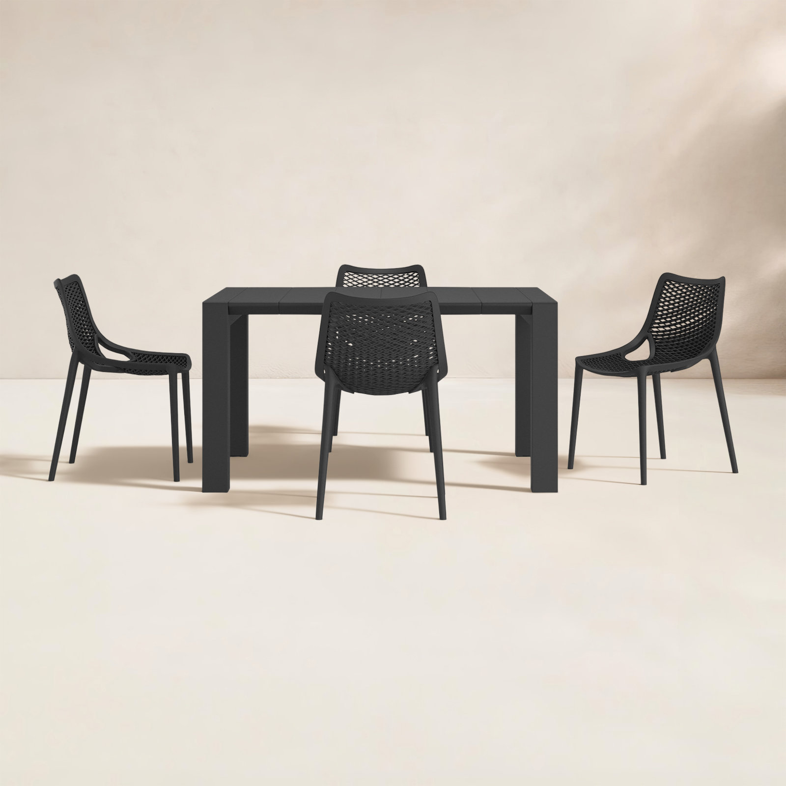 Asherton 39" Patio Dining Set, Black