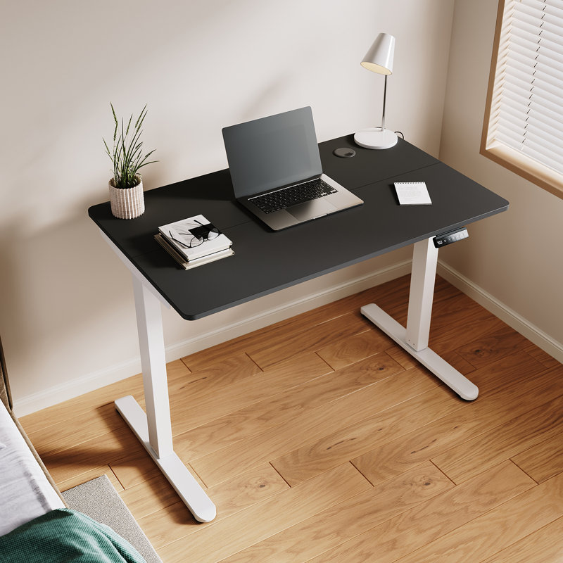 120*60*1.5cm, Electric Lift Desk Frame with Three Memory Functions , White, Black