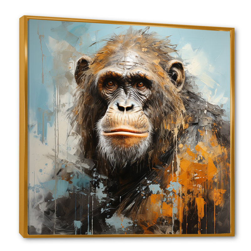 Orang-outan orang-outan, H 36 po x l 36 po x P 1,5 po, Cadre flottant doré