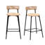 Tabourets de bar tissés à la main avec dossier, ensemble de 2 tabourets ronds en corde de papier avec repose-pieds pour îlot de cuisine et salle à manger-561514366