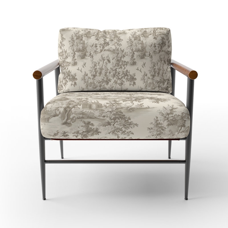 Chaise rembourrée French Country, Bras ronds bruns