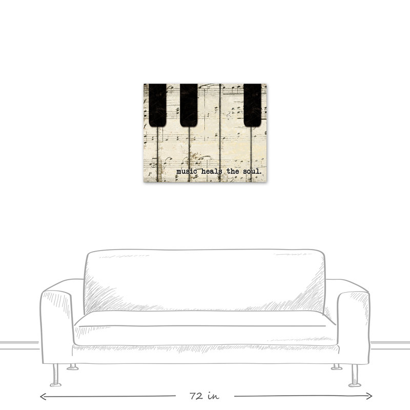 «Piano Keys and Music», reproduction d'impression sur toile, H 8 po x l 10 po x P 1,75 po, Toile tendue