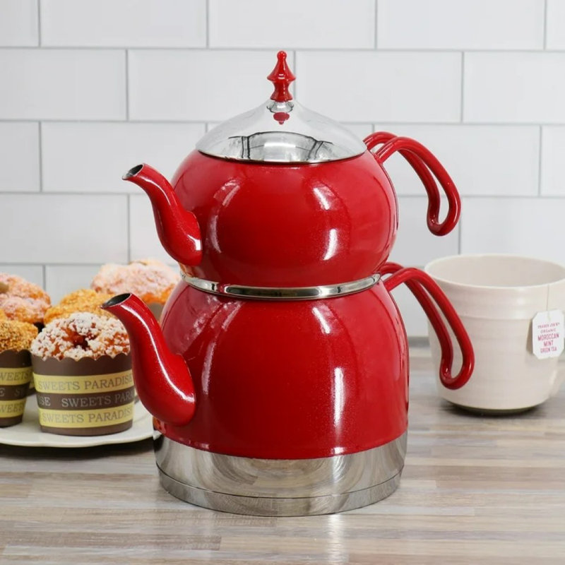 Bouilloire sifflet en acier inoxydable pour cuisinière 2,4 pintes ORIXFORCE, Rouge