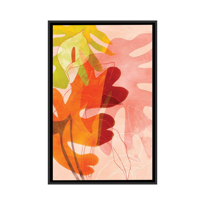 «Leaves Minimal» par Ana Rut Bré - impression d'art graphique, Aucun mat, H 60 po x l 40po x P 1,5 po, Toile avec cadre noir