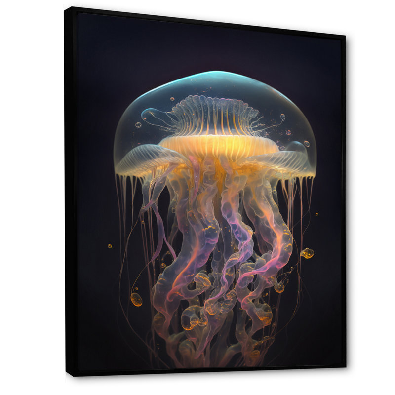 Méduse - reproduction sur toile, L 24 po x H 32 po, Toile avec cadre flottant noir