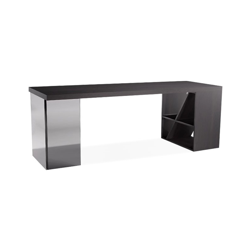 Bureau rectangulaire en bois massif Smoky Wood, H 29,53 po x l 86,61 po x P 31,5 po