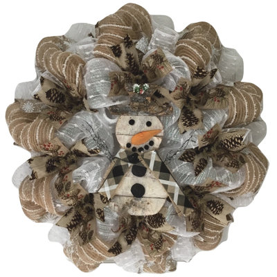 Winter Wreath Rustic Woodland Snowman