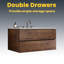 Meuble-lavabo mural de 36 po en noyer avec lavabo en céramique avec trois trous de robinet, grand meuble-lavabo flottant avec rangement pour salle de bain moderne, KD