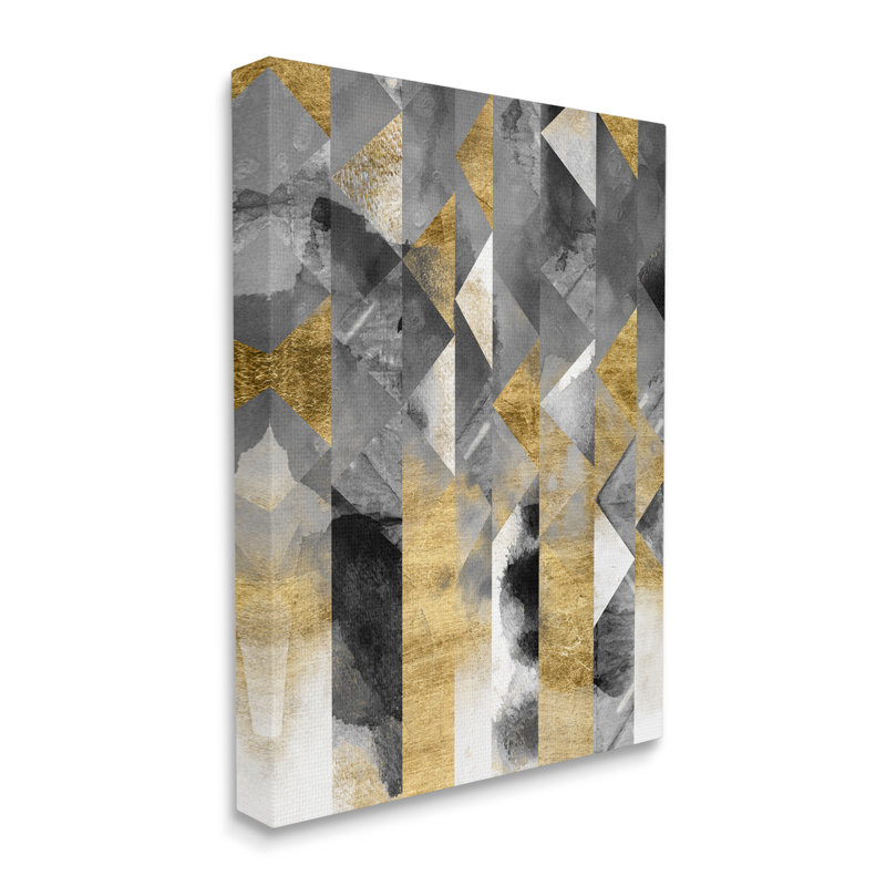 " Modern Triangular Stripes Sharp Geometric Pattern " by Chariklia Zarris Painting Print, 30" H x 24" W, Wrapped Canvas