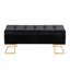 Banc de rangement, velours / métal doré - noir