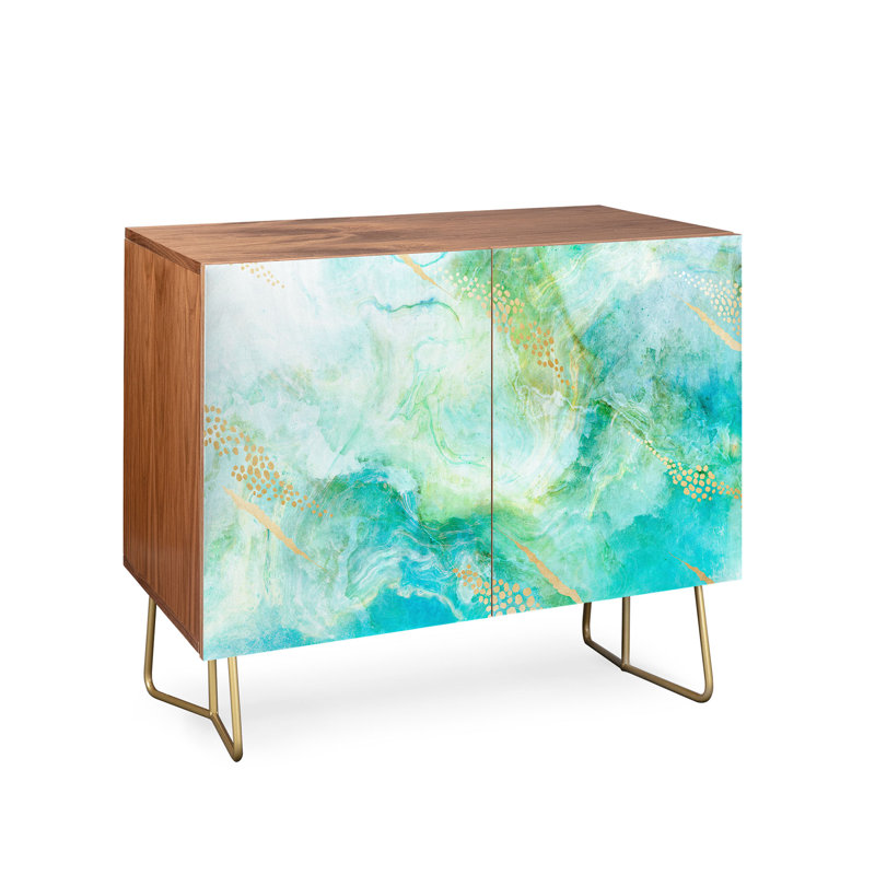 Crédence 2 portes Iveta Abolina Winter Marble II, Turquoise / brun foncé