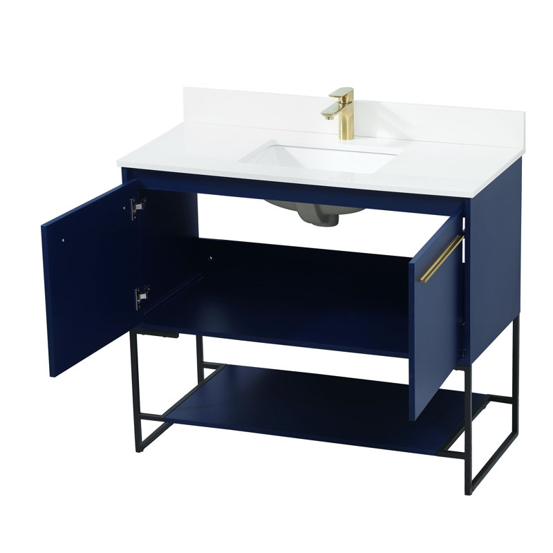 Ensemble de meuble-lavabo simple 40 po Rozell, Bleu