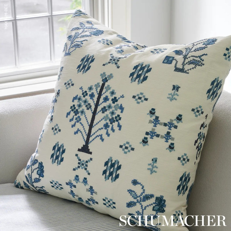 Fairview Cross Stitch Embroidery Fabric, White/Blue