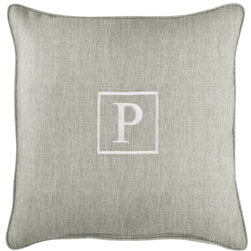 Kettil Embroidered Sunbrella® Outdoor Throw Pillow, Granite Gray, P