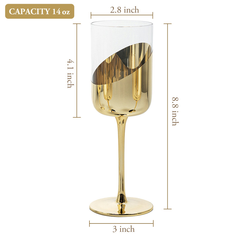 Brass Tone 414ml Cylindrical Wine Glass
