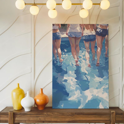 Wall Art Canvas Synchronized Swim Canvasdynamic Poolside Moment With Reflection Art Ready To Hang Gallery Wrapped Home Decor Modern Design