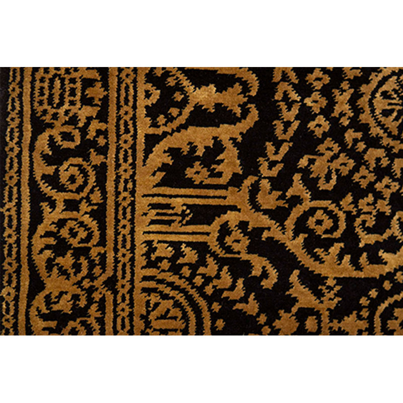Oriental Hand-Knotted Wool Black/Gold Area Rug