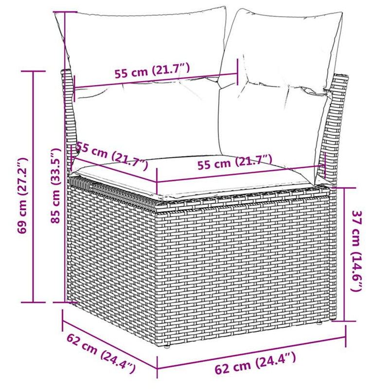 Ensemble de canapé de jardin en rotin PE, Beige
