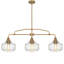 Suspension à 3 lumières en laiton antique avec abat-jour en verre martelé, hauteur réglable, style ferme, idéale pour la salle à manger, la cuisine et le bar.-451658044-467150632
