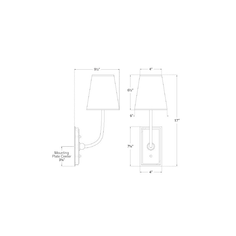 Thomas O'Brien Hulton Sconce, Fabric, Polished Nickel