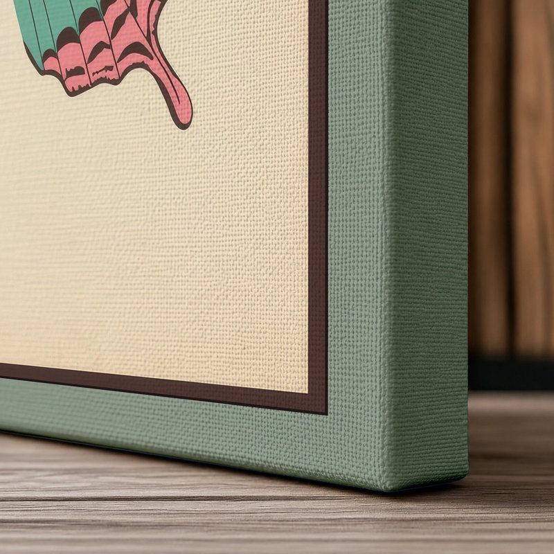 Symmetrical Butterfly Study Botanical - Wrapped Canvas, 36x24 - 91.4 x 61.0 cm, Sage Border