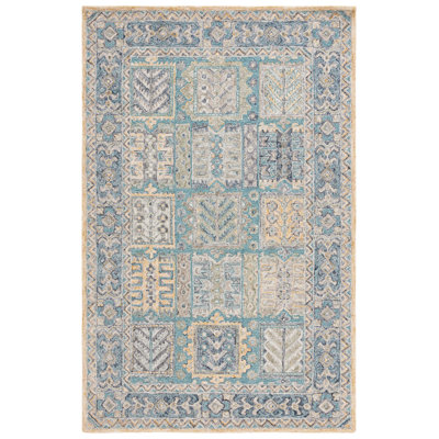 Taourirt Hand Tufted Wool/Cotton Oriental Rug in Teal/Blue