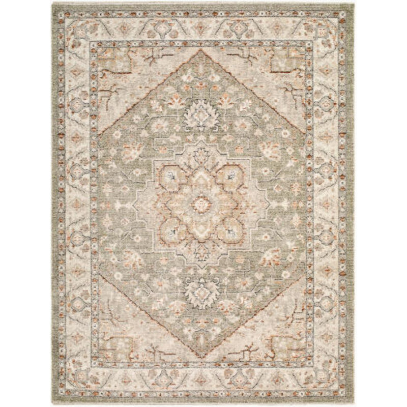 Lausanne Area Rug, Ivory/Brown/Cream/Green/Black/Orange, Rectangle 7'10" x 10'