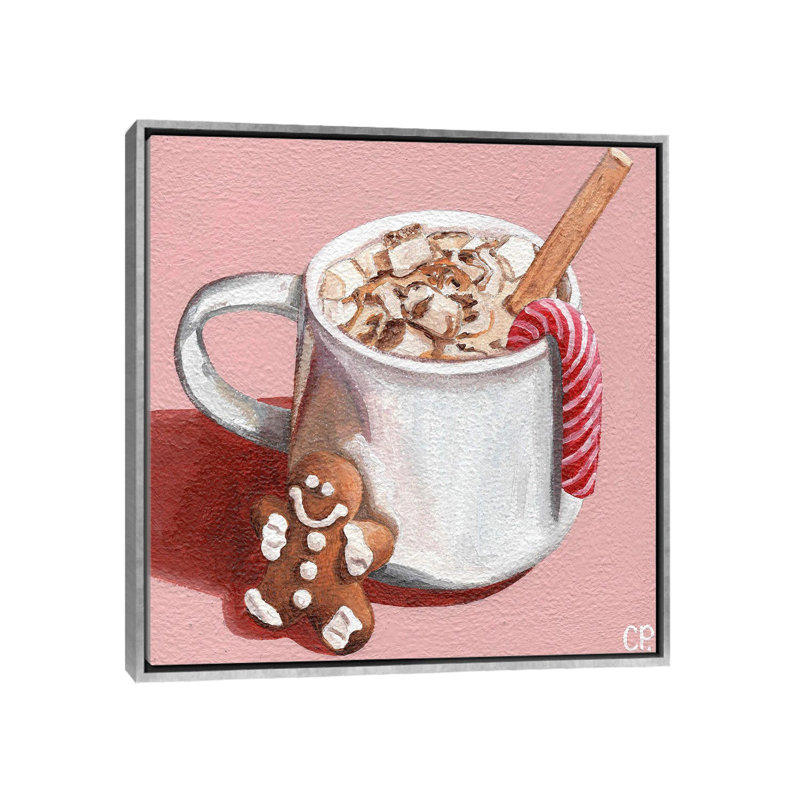 Festive Hot Choc - reproduction d'art murale - toile encadrée, Cadre flottant sans passe-partout, Argent argent