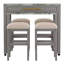 Table de salle à manger 5 pièces à hauteur de comptoir - plateau en faux marbre, tiroir de rangement, 4 tabourets rembourrés pour pièce beige et gris avec attrait