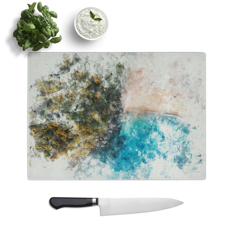 Forest Beach Watercolour Chopping Board, 0.4cm H x 20cm W x 28.5cm L