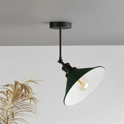 Plafonnier réglable semi-encastré à 180 °, base E26 moderne en métal avec abat-jour conique pour la chambre à coucher, la cuisine, le salon et le couloir