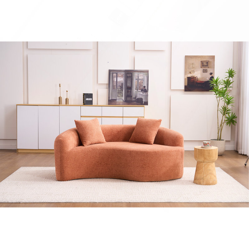 Canapé modulaire courbé en S: double profondeur, Corail