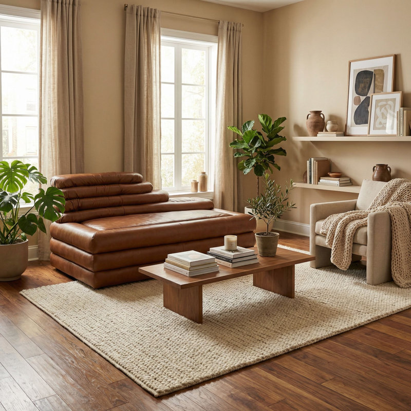 Bandera Sofa, Cl, Roche Tan Leather, Right Hand Facing