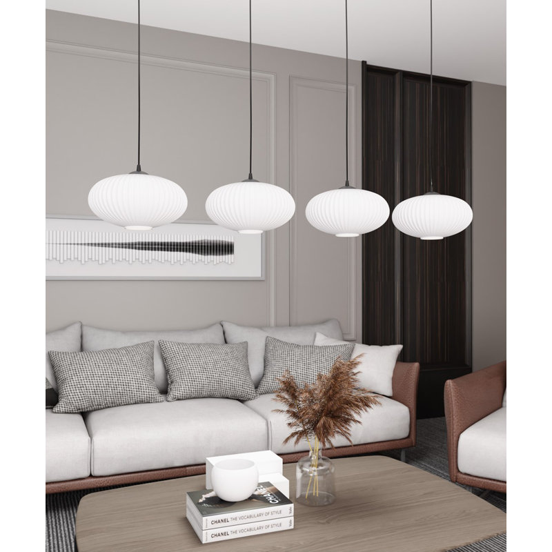 Samyiah 4 - Light Matte Black Pendant, Matte Black/Opal